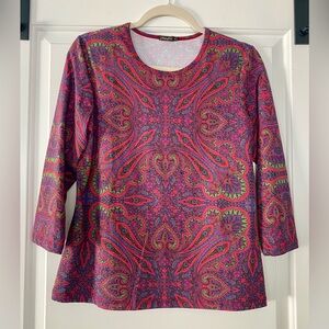 J. McLaughlin pink & purple Paisley Print Women's Top